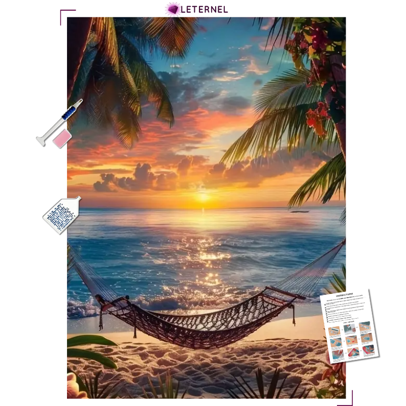 Broderie Diamant - Hamac plage