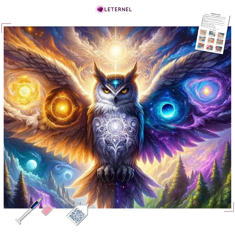Broderie Diamant - Hibou fantastique