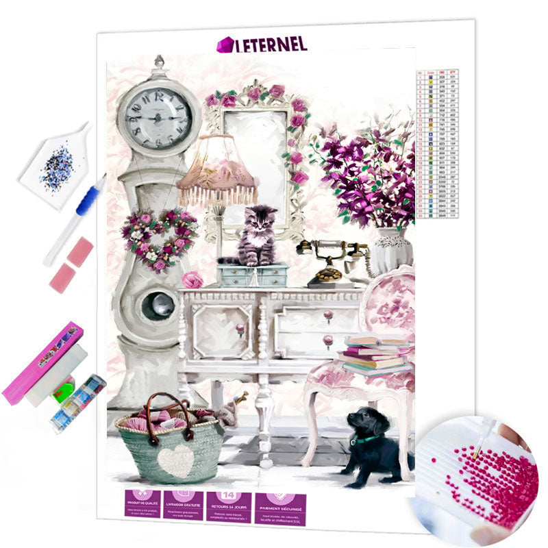 Broderie Diamant - Horloge d'intérieur