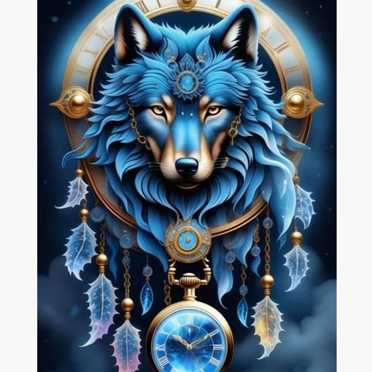 Kit Diamond Painting – Horloge loup | LETERNEL