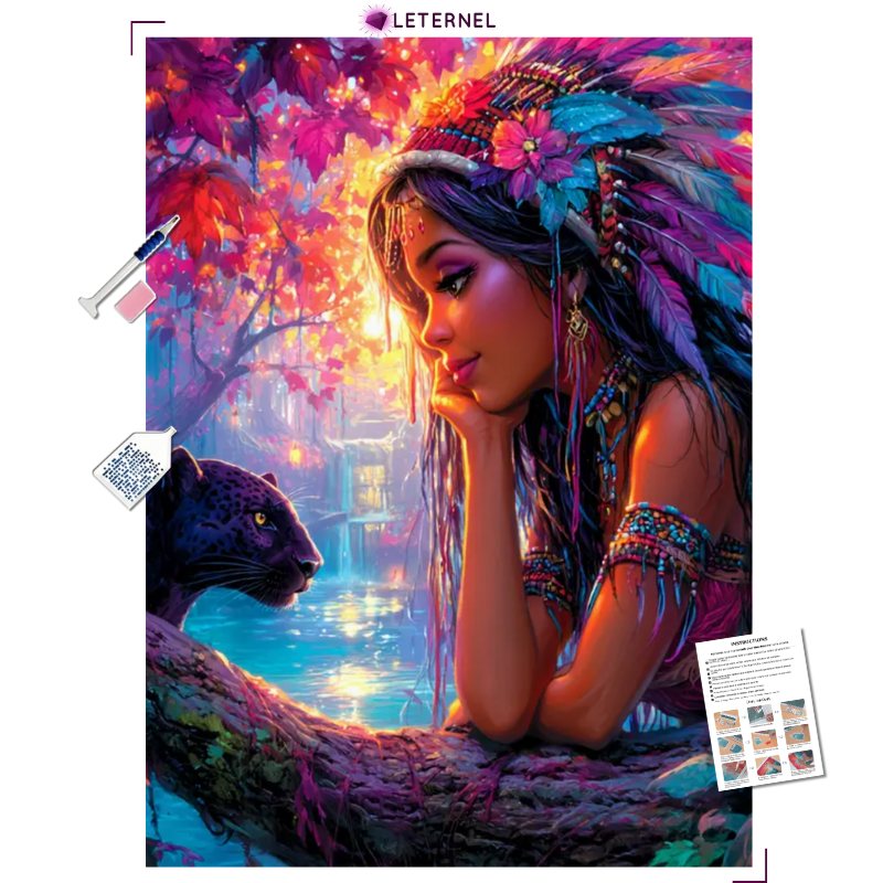 Broderie Diamant - Indienne panthère