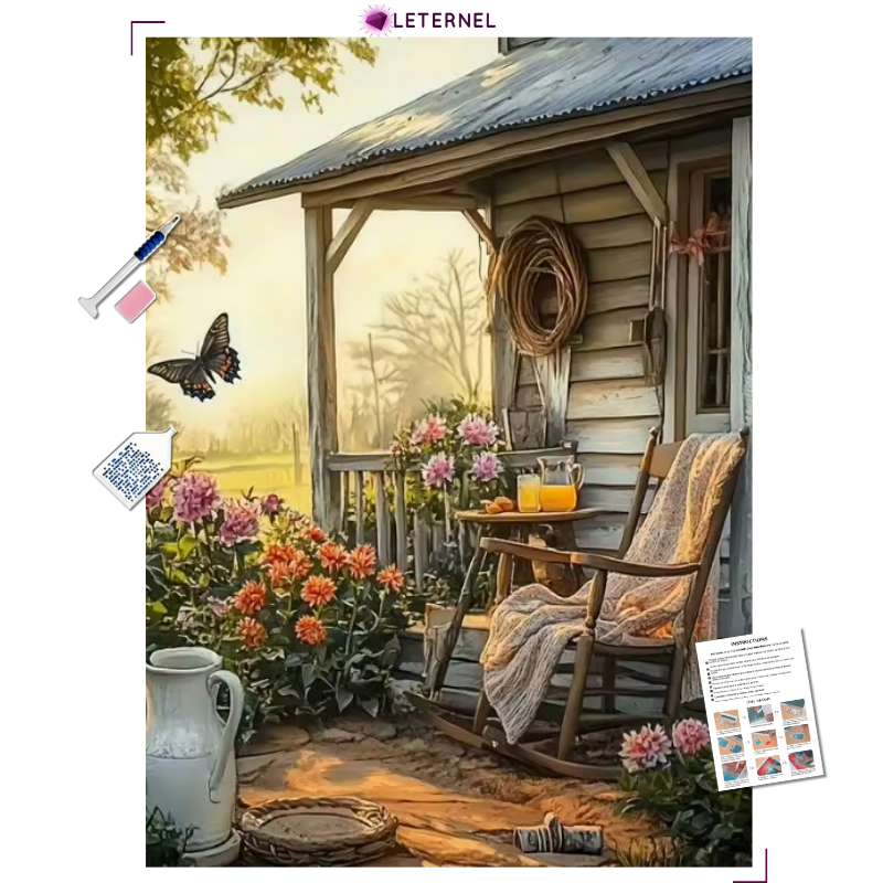 Broderie Diamant - Jardin cabane