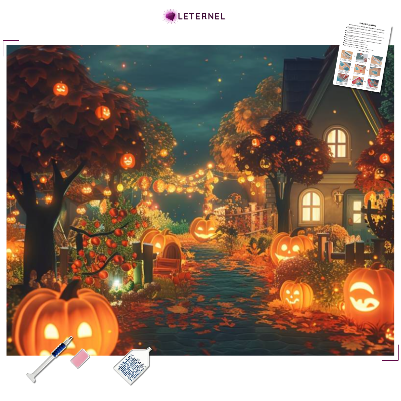 Broderie Diamant - Jardin citrouille