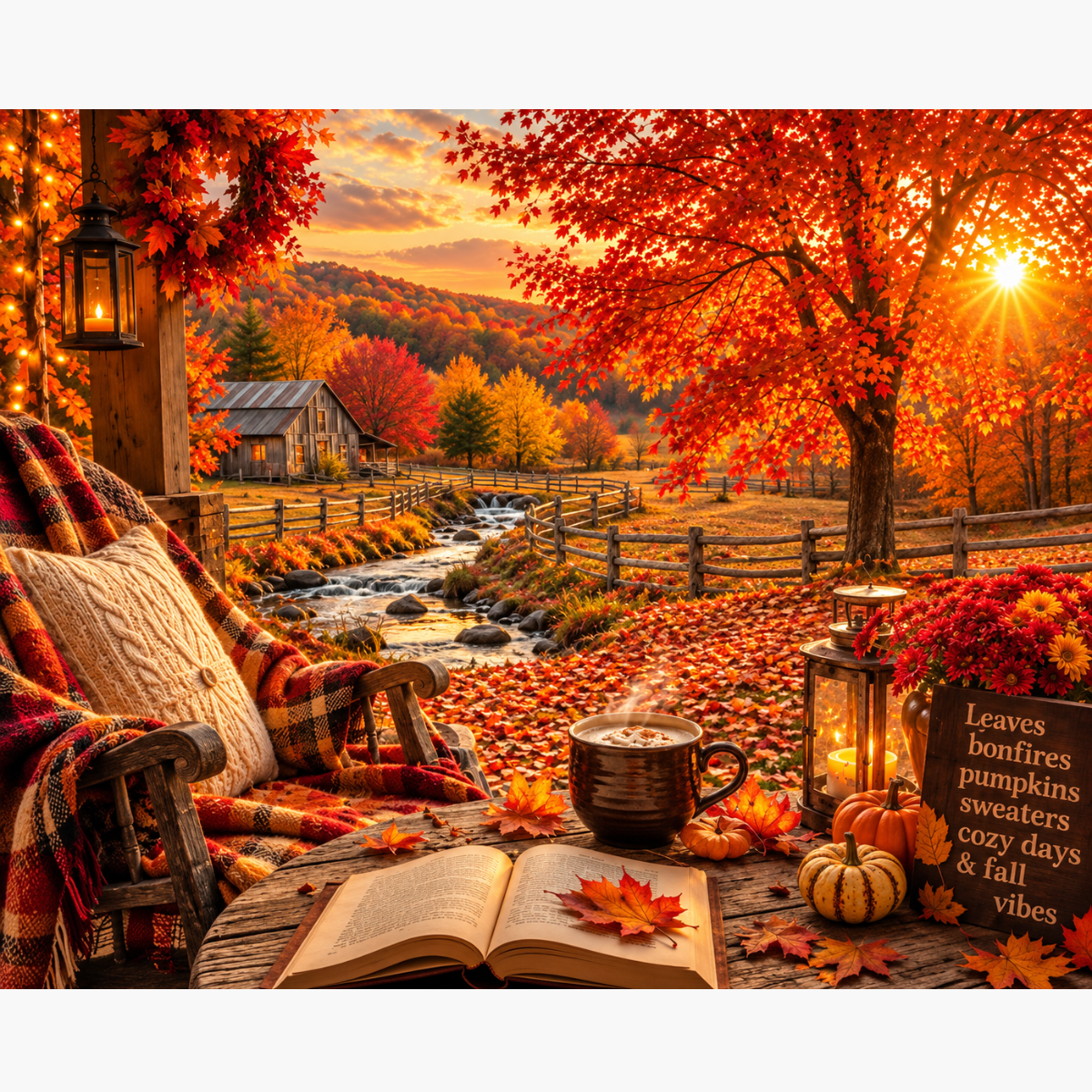 Broderie Diamant - Jardin d'automne