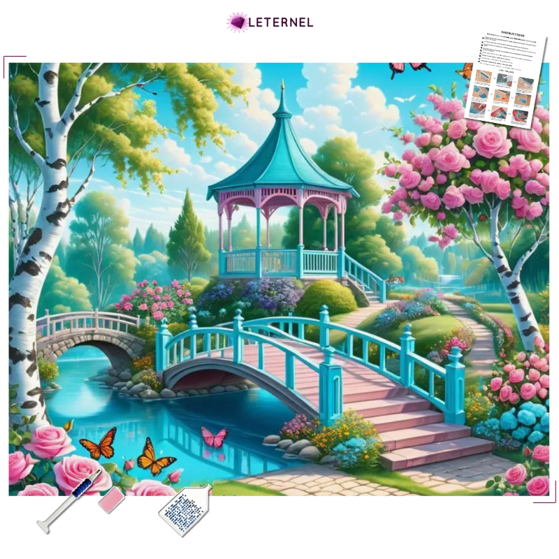 Broderie Diamant - Jardin vert