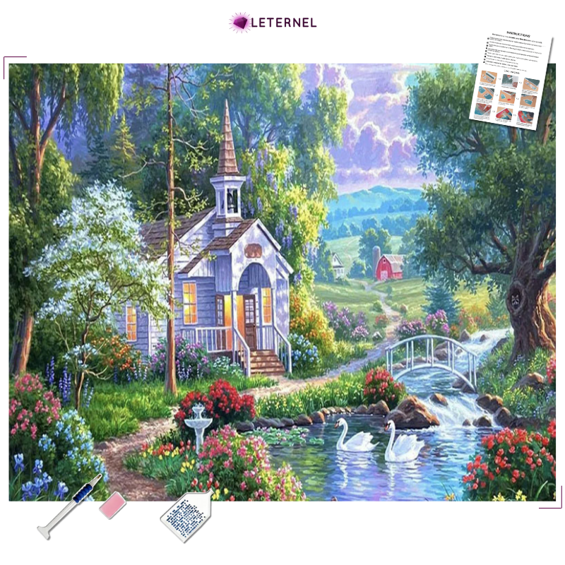 Broderie Diamant - Jolie maison campagne
