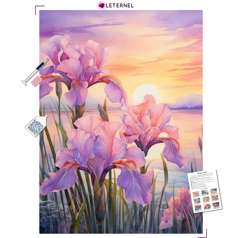 Broderie Diamant - Jolies fleurs roses