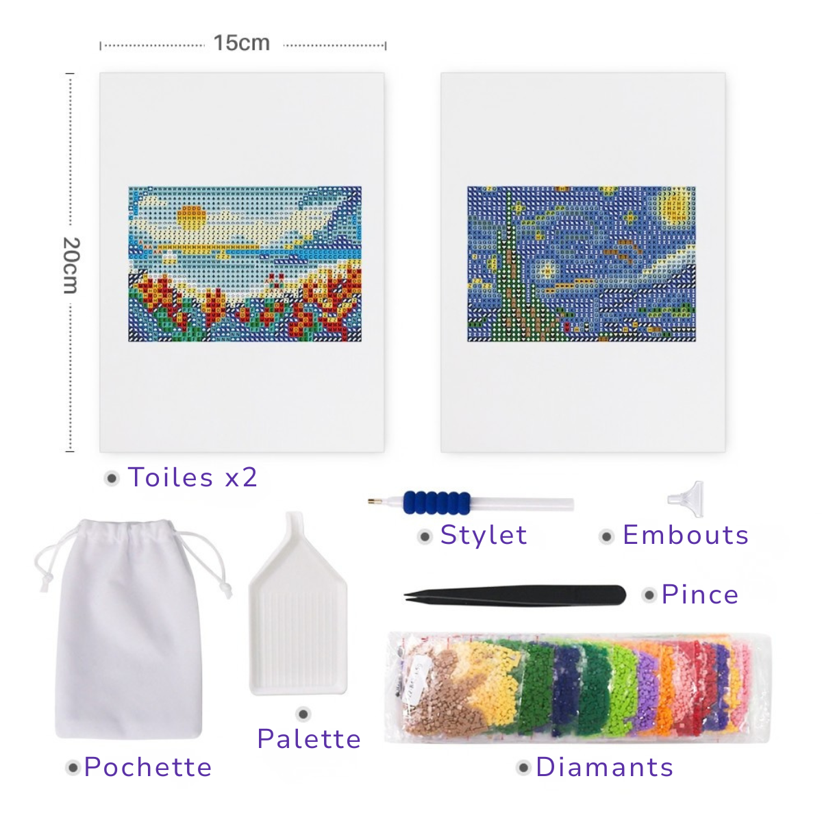 Broderie Diamant Mini broderie diamant x2 - Plage – Kit complet broderie diamant | LETERNEL