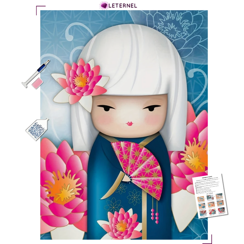 Broderie Diamant - Kokeshi lotus