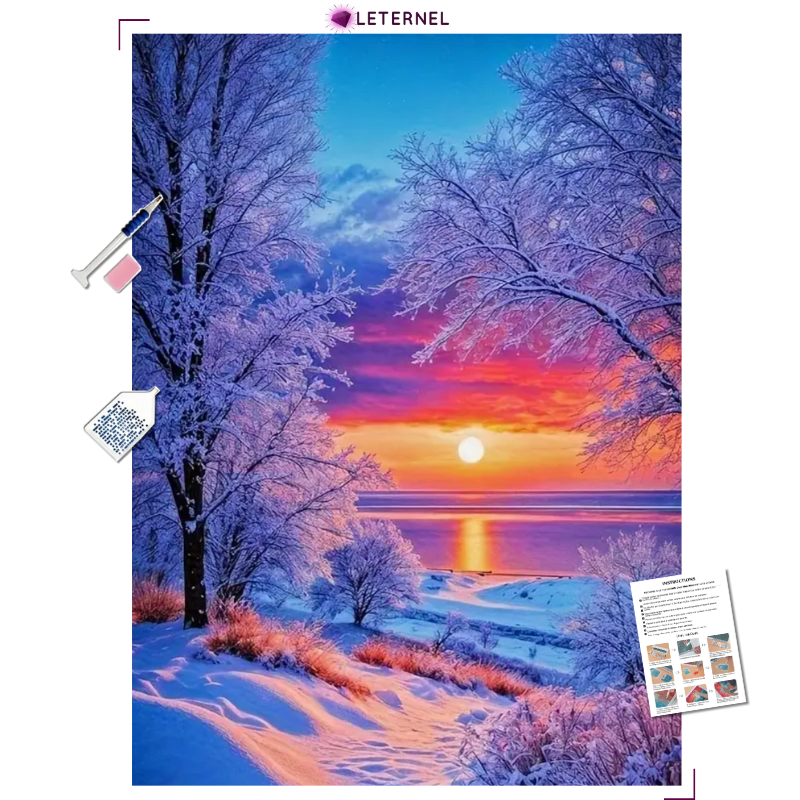 Broderie Diamant - Lac enneigé