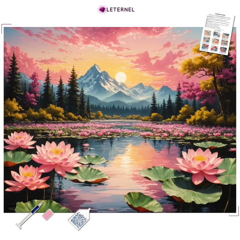 Broderie Diamant - Lac lotus