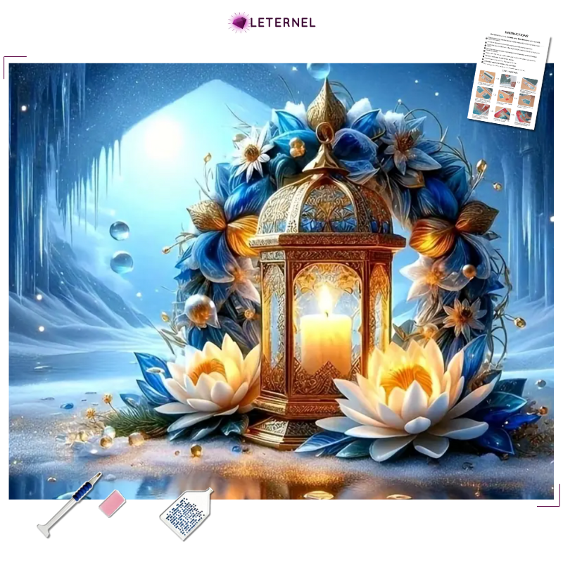 Broderie Diamant - Lanterne couronne