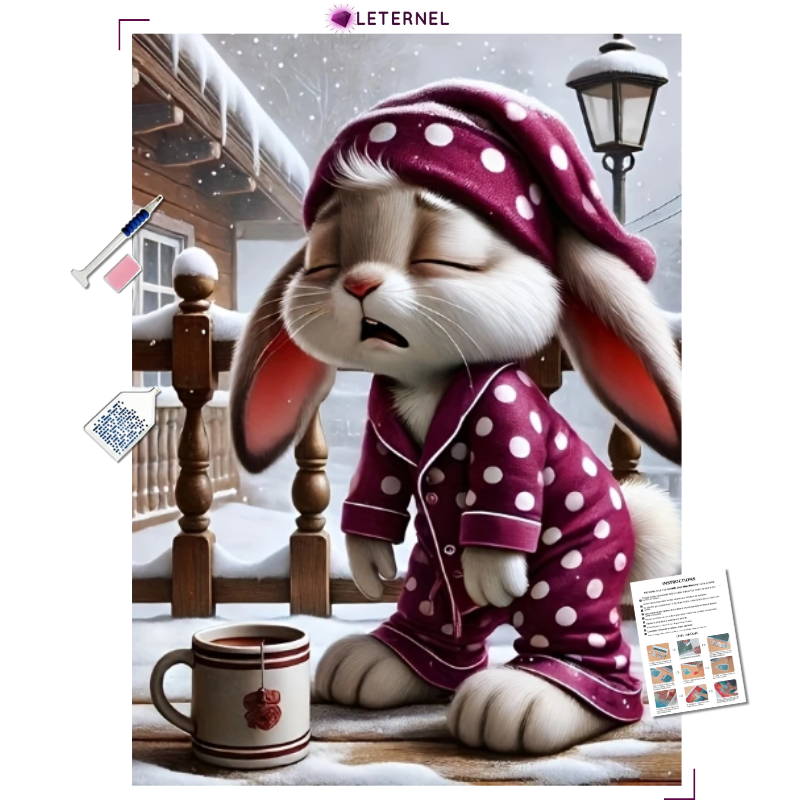 Broderie Diamant - Lapin fatigué