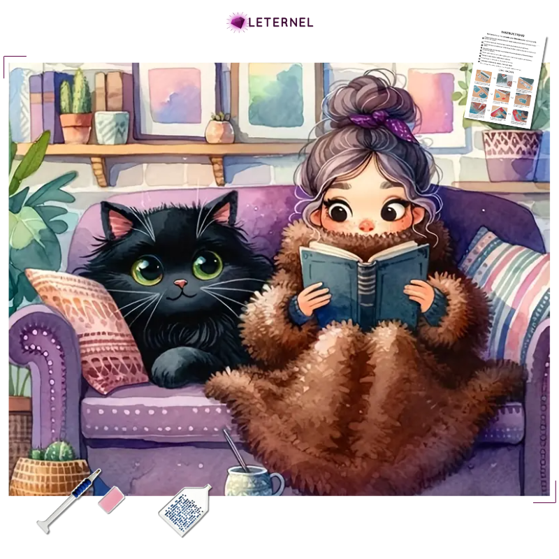 Broderie Diamant - Lecture canapé