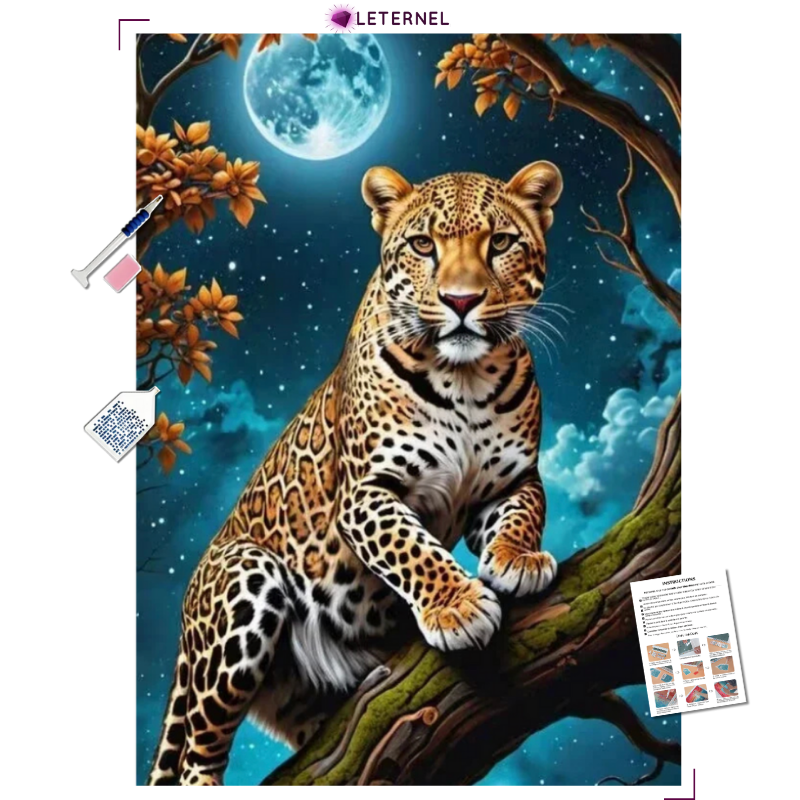 Broderie Diamant - Léopard lune