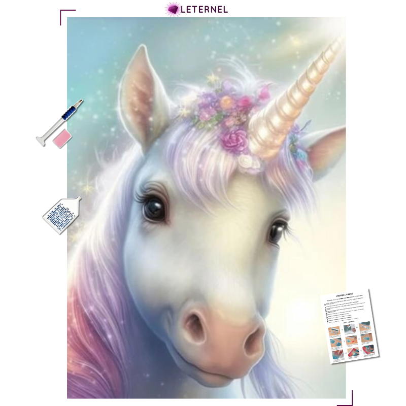 Broderie Diamant - Licorne mignonne