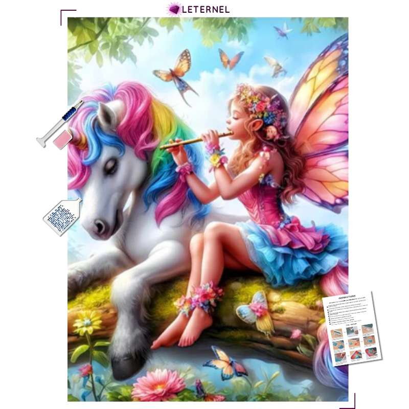 Broderie Diamant - Licorne et fée