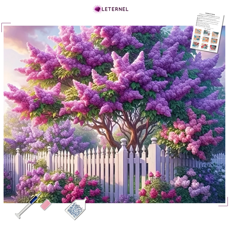 Broderie Diamant - Lilas jardin