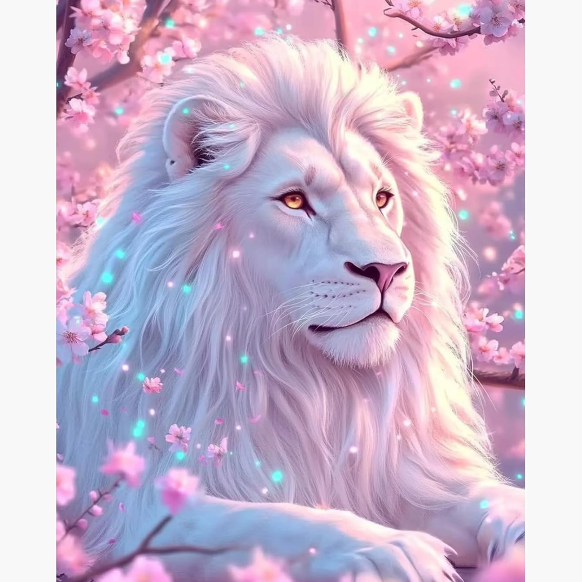 Broderie Diamant - Lion cerisier