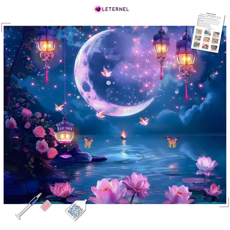 Broderie Diamant - Lotus lune