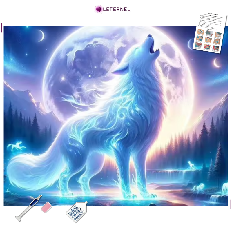 Broderie Diamant - Loup glace