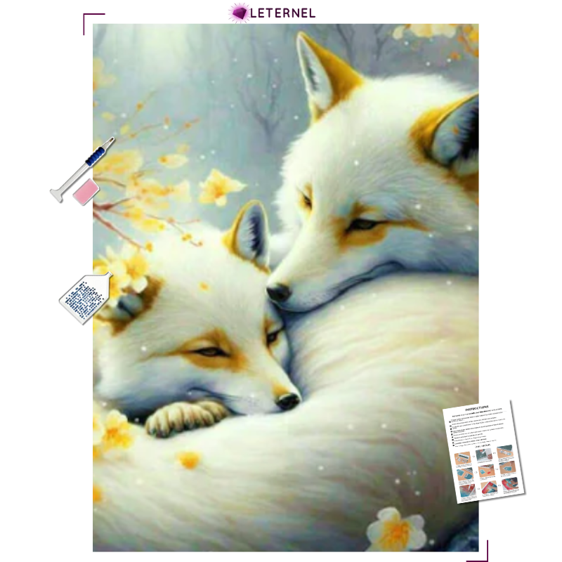 Broderie Diamant - Loups blancs