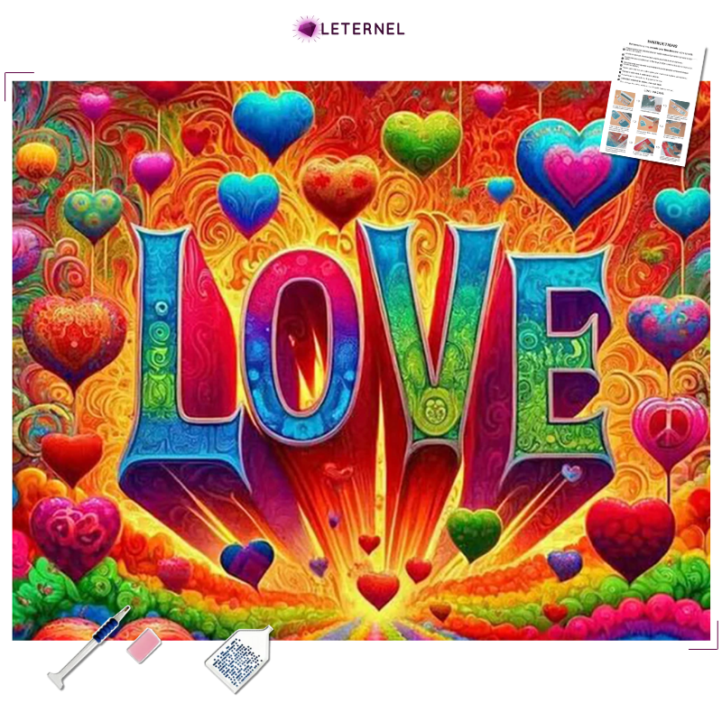 Broderie Diamant - Love hippie