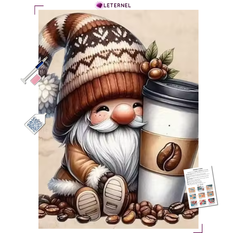 Broderie Diamant - Lutin café