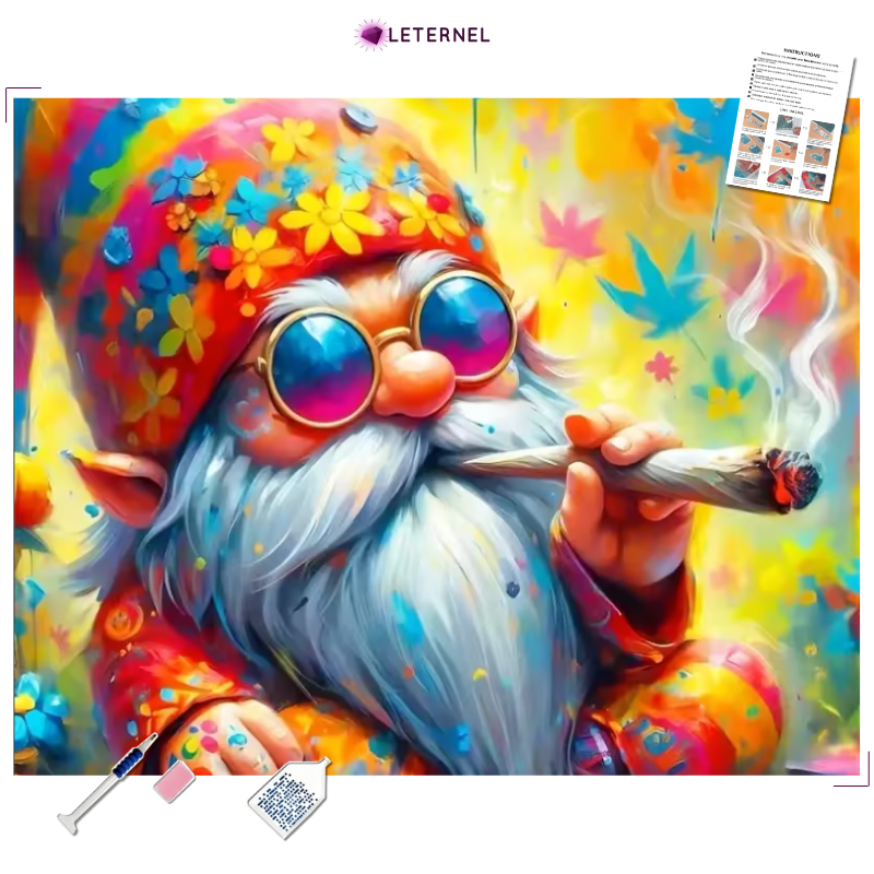 Broderie Diamant - Lutin hippie