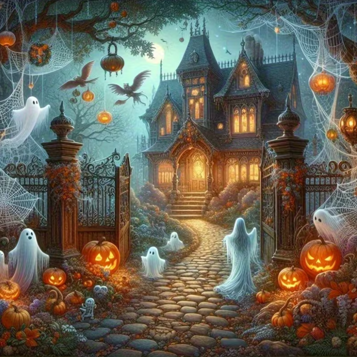 Broderie Diamant - Maison Halloween