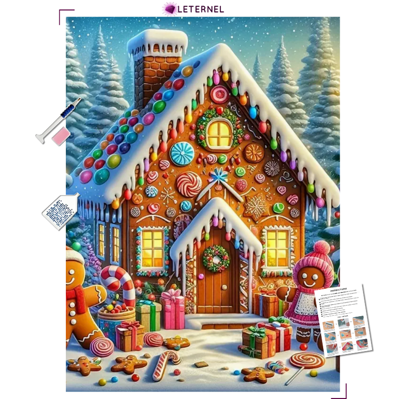 Broderie Diamant - Maison pain d'épices