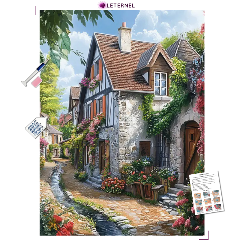 Broderie Diamant - Maison pierres