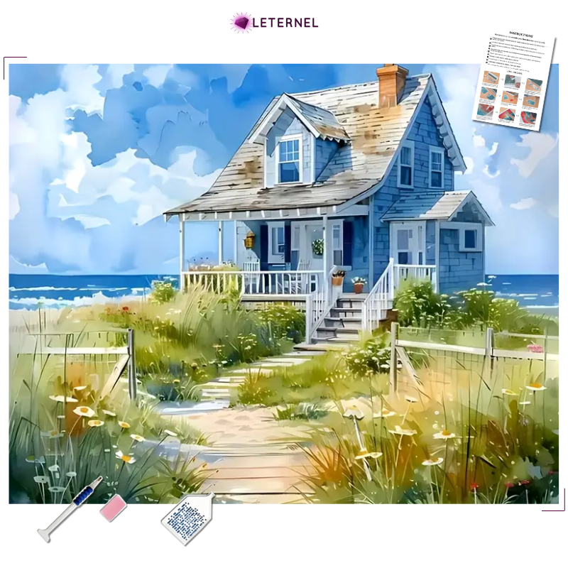 Broderie Diamant - Maison plage