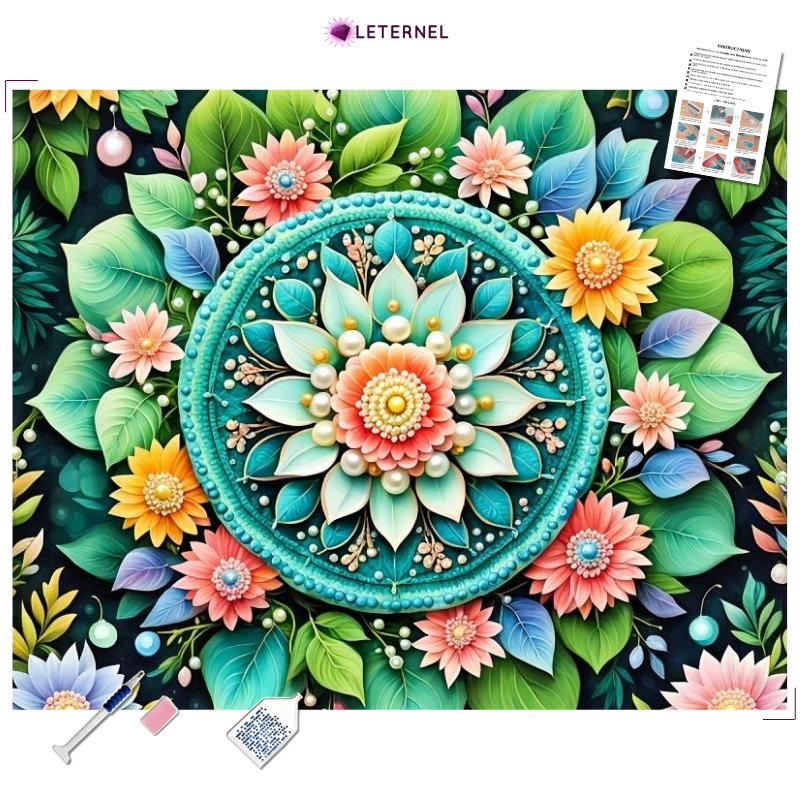 Broderie Diamant - Mandala vert