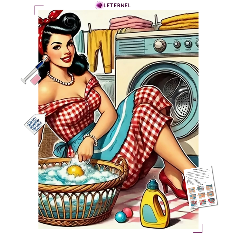 Broderie Diamant - Ménagère rétro