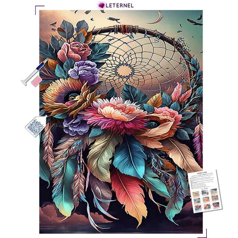 Broderie Diamant - Attrape rêve pourpre