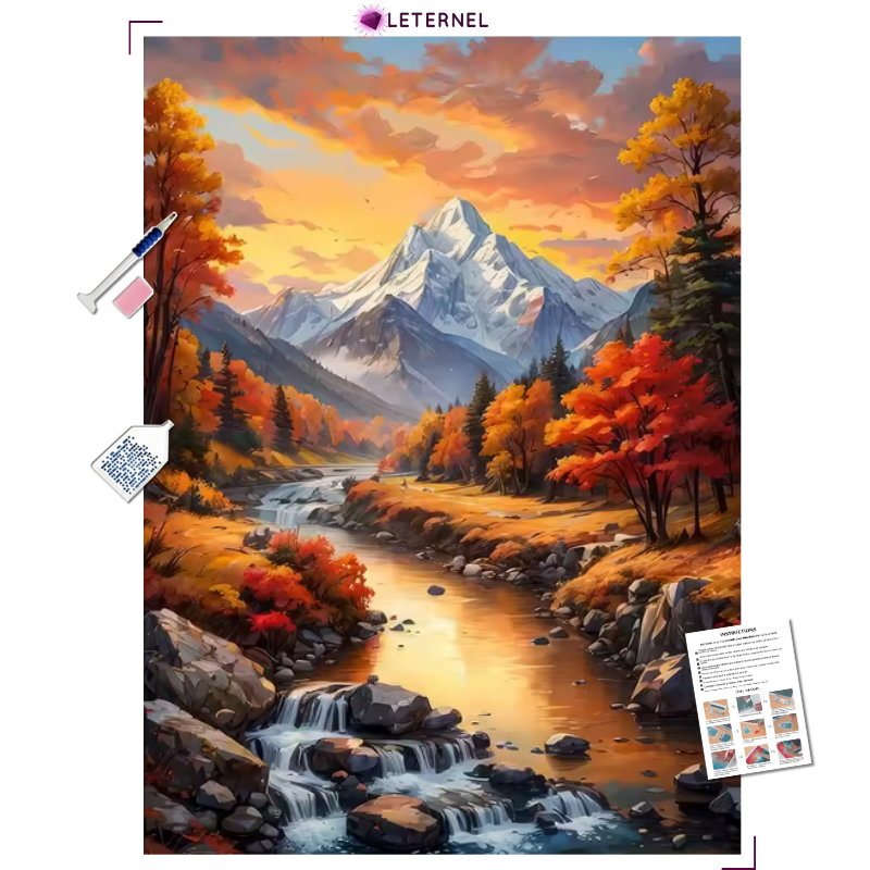 Broderie Diamant - Montagne automne