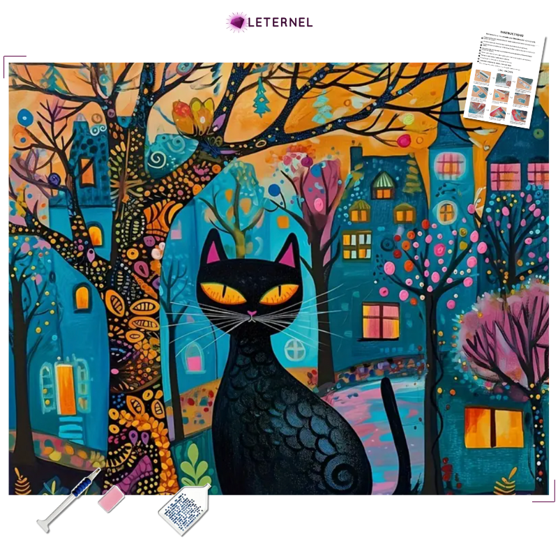 Broderie Diamant - Mosaïque chat