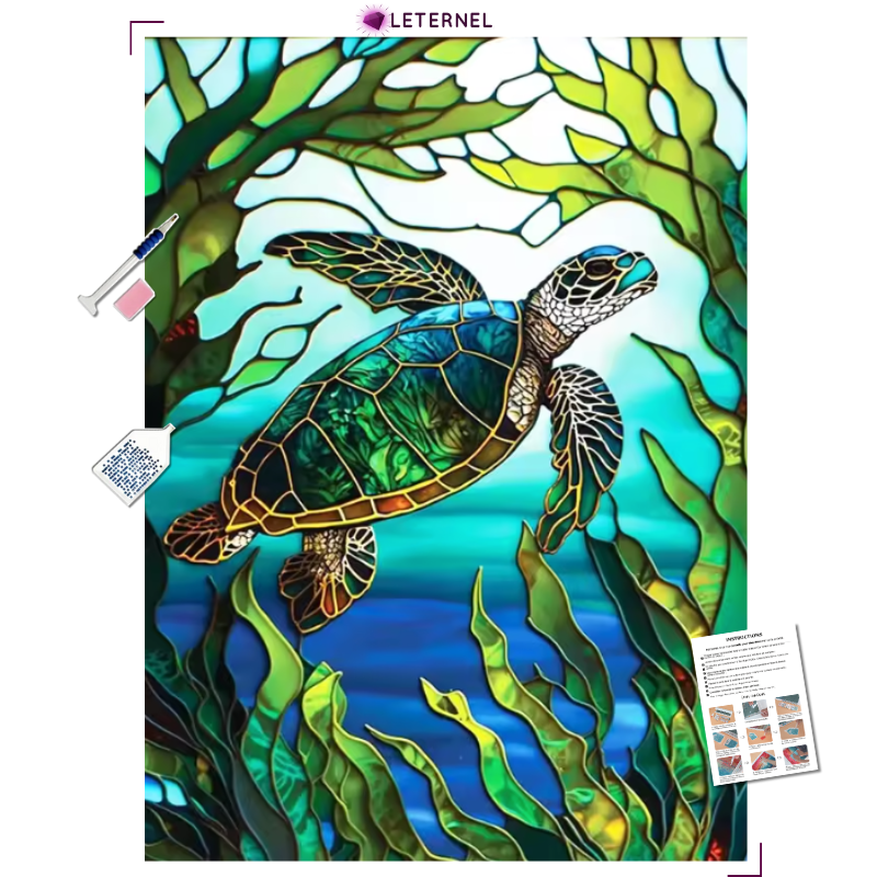 Broderie Diamant - Mosaïque tortue