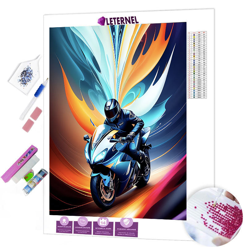 Broderie Diamant - Pilote moto