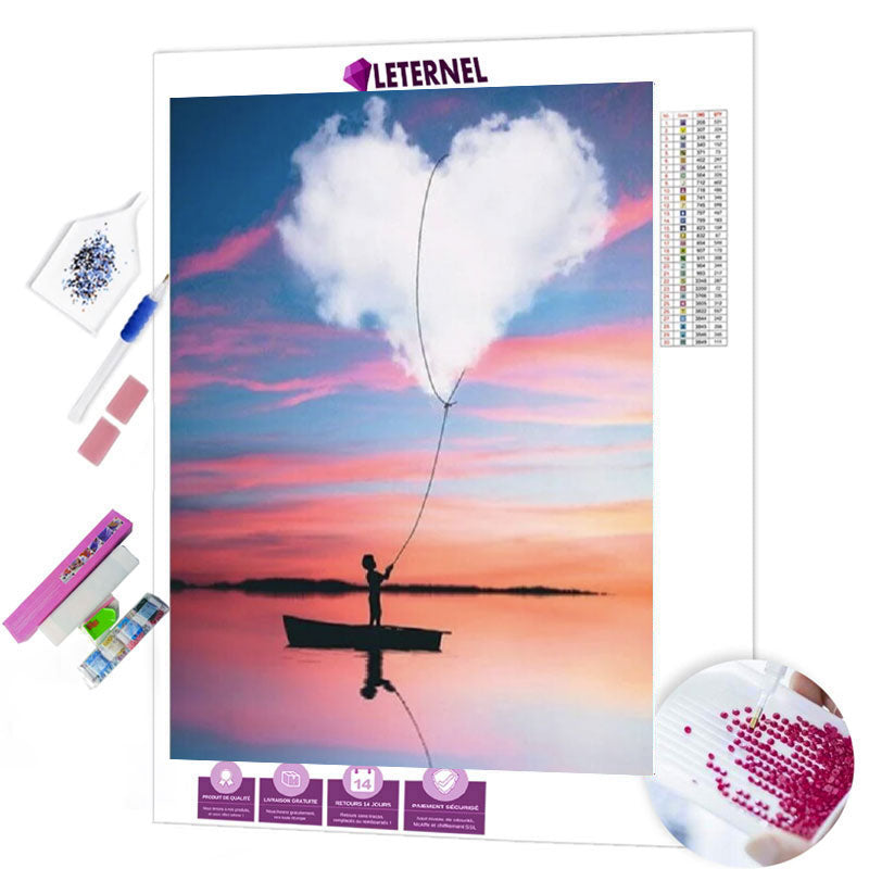 Broderie Diamant - Nuage coeur