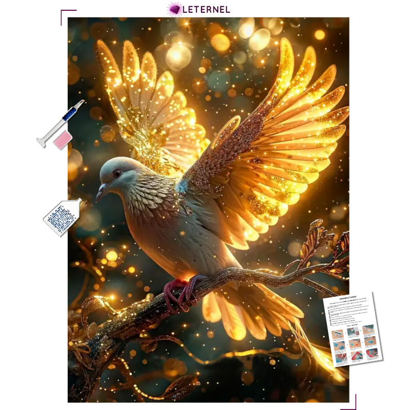 Broderie Diamant - Oiseau gold