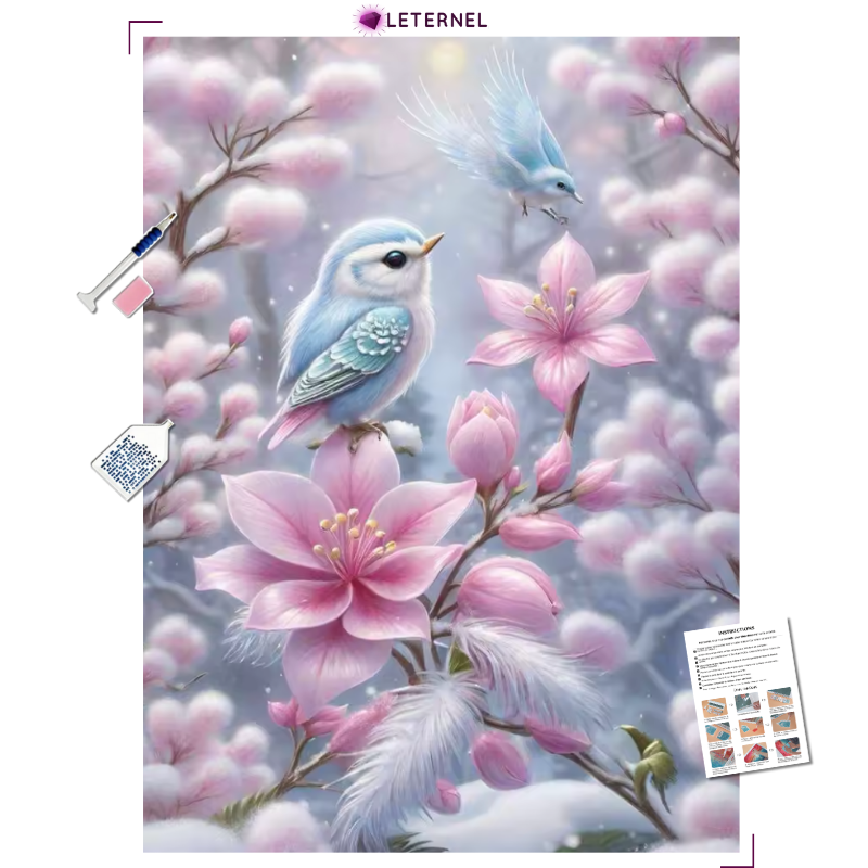 Broderie Diamant - Oiseau d&#39;hiver