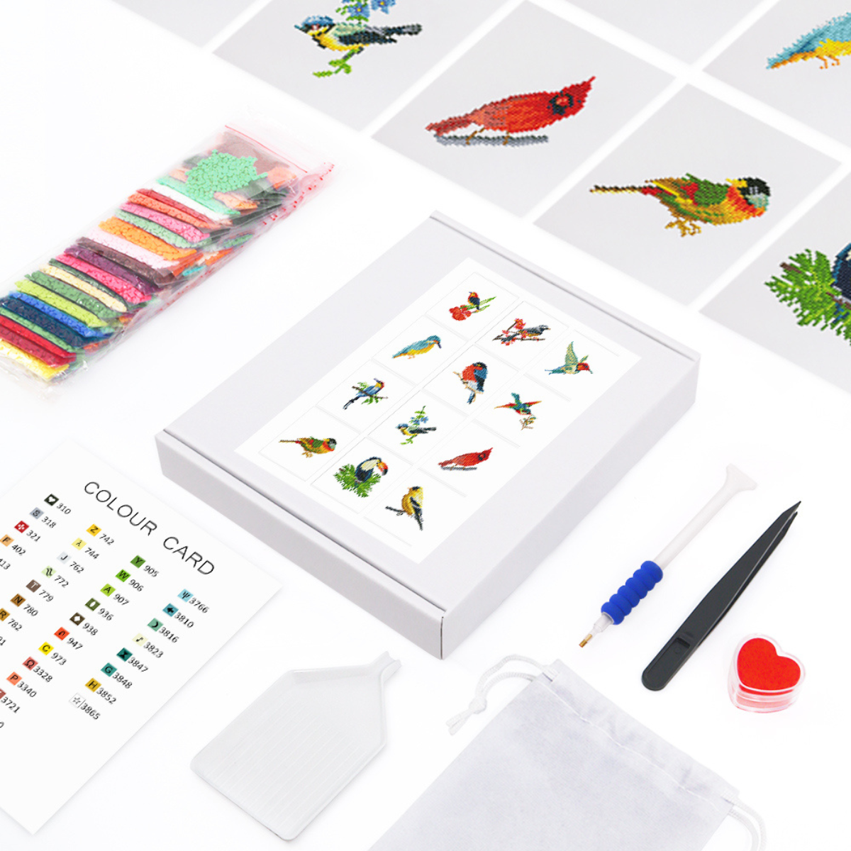 Kit Diamond Painting – Mini broderie diamant x12 - Oiseaux | LETERNEL