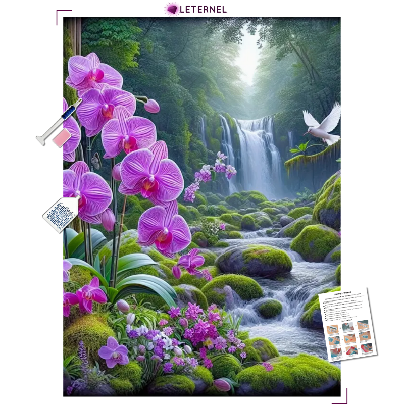 Broderie Diamant - Orchidée forêt