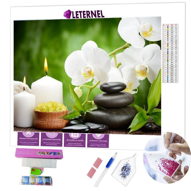 Broderie Diamant - Orchidées blanches