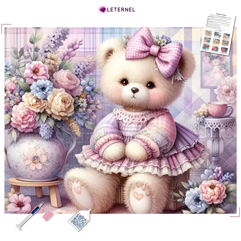 Broderie Diamant - Ourson violet