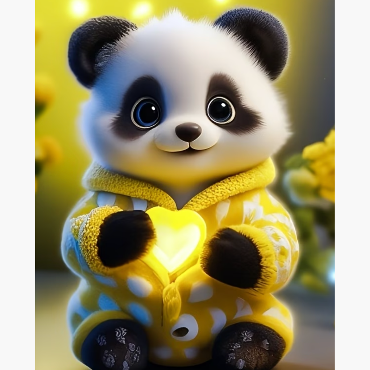 Broderie Diamant - Panda jaune