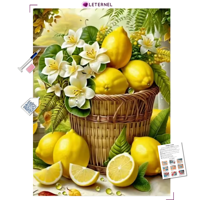 Broderie Diamant - Panier de citrons