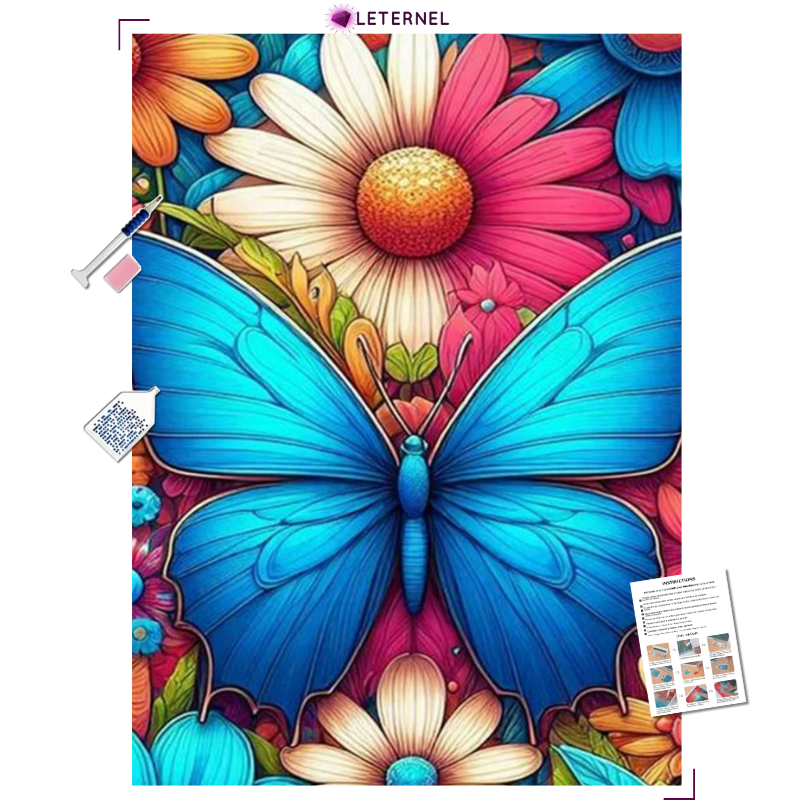 Broderie Diamant - Papillon marguerites